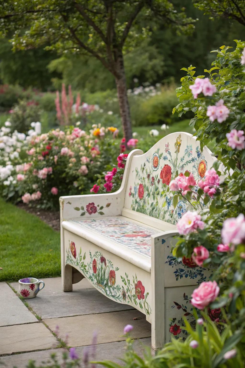 Infuse your bench with natural beauty using floral designs.