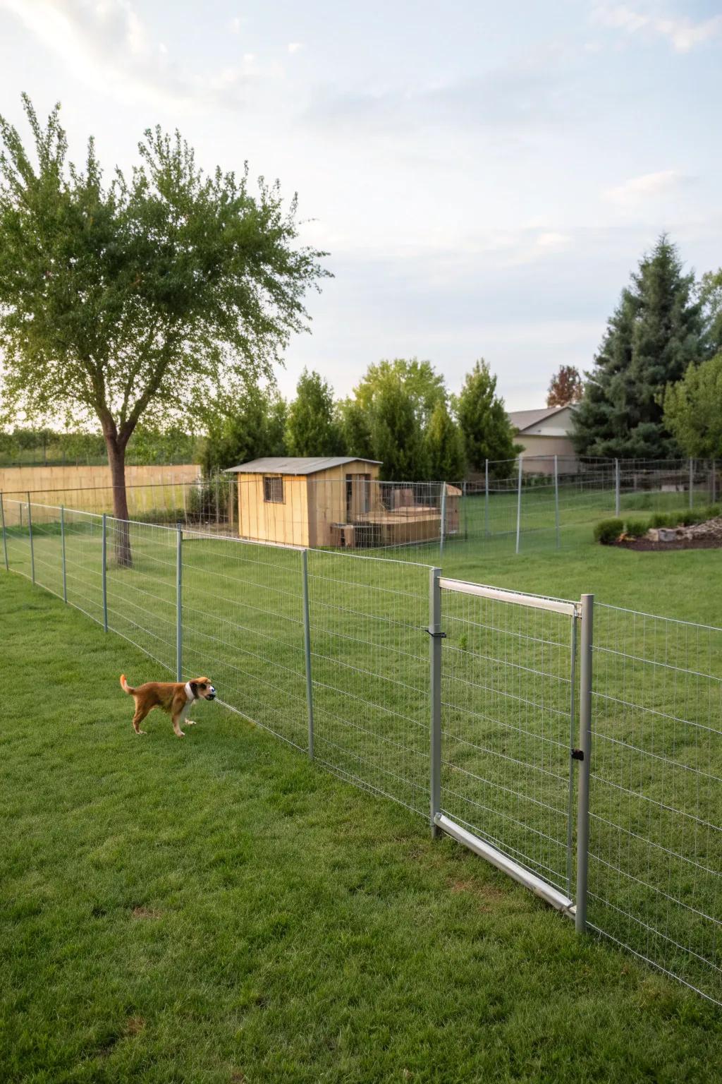 A simple wire fence is cost-effective and functional.