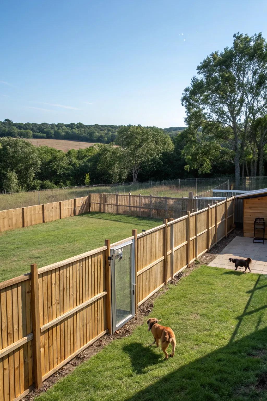 Safety and style meet with secure fencing options for dog runs.