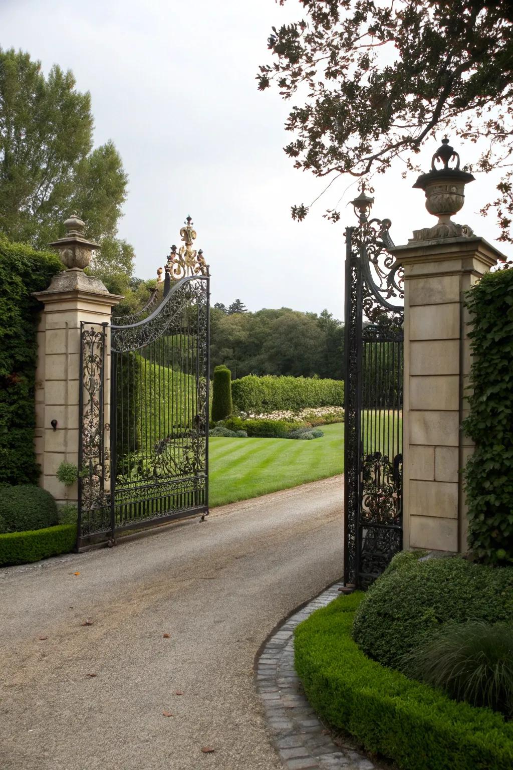 Make a statement with a decorative driveway gate.