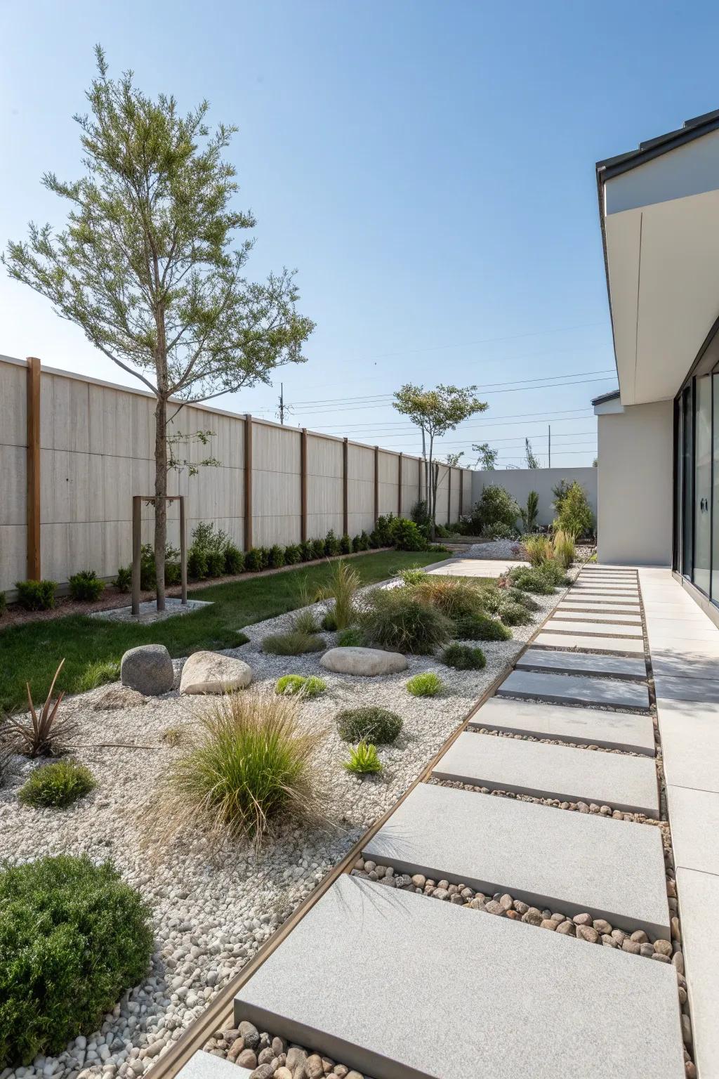 A minimalist dry garden showcasing simplicity and elegance.