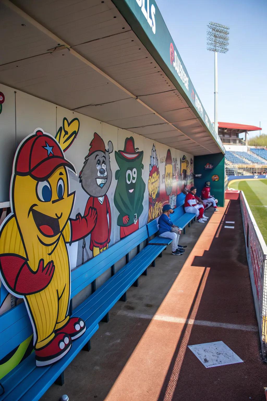 Character cutouts bring team spirit to life in the dugout.