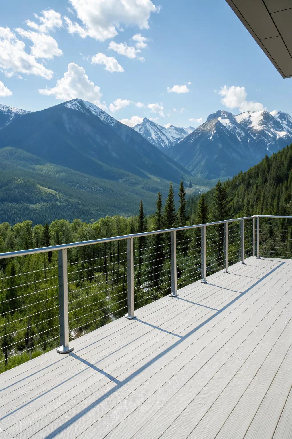 Cable railings offer unobstructed views.