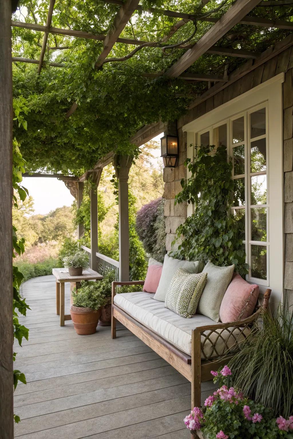 A welcoming seating area on the porch