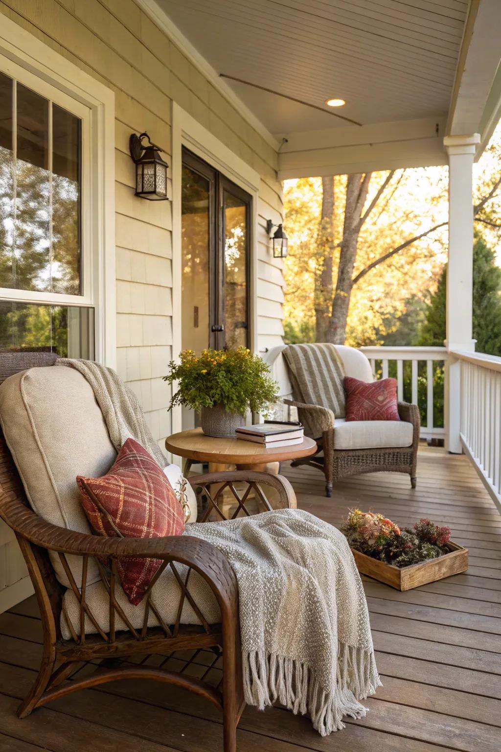Relax and unwind: A cozy outdoor living space on the porch.