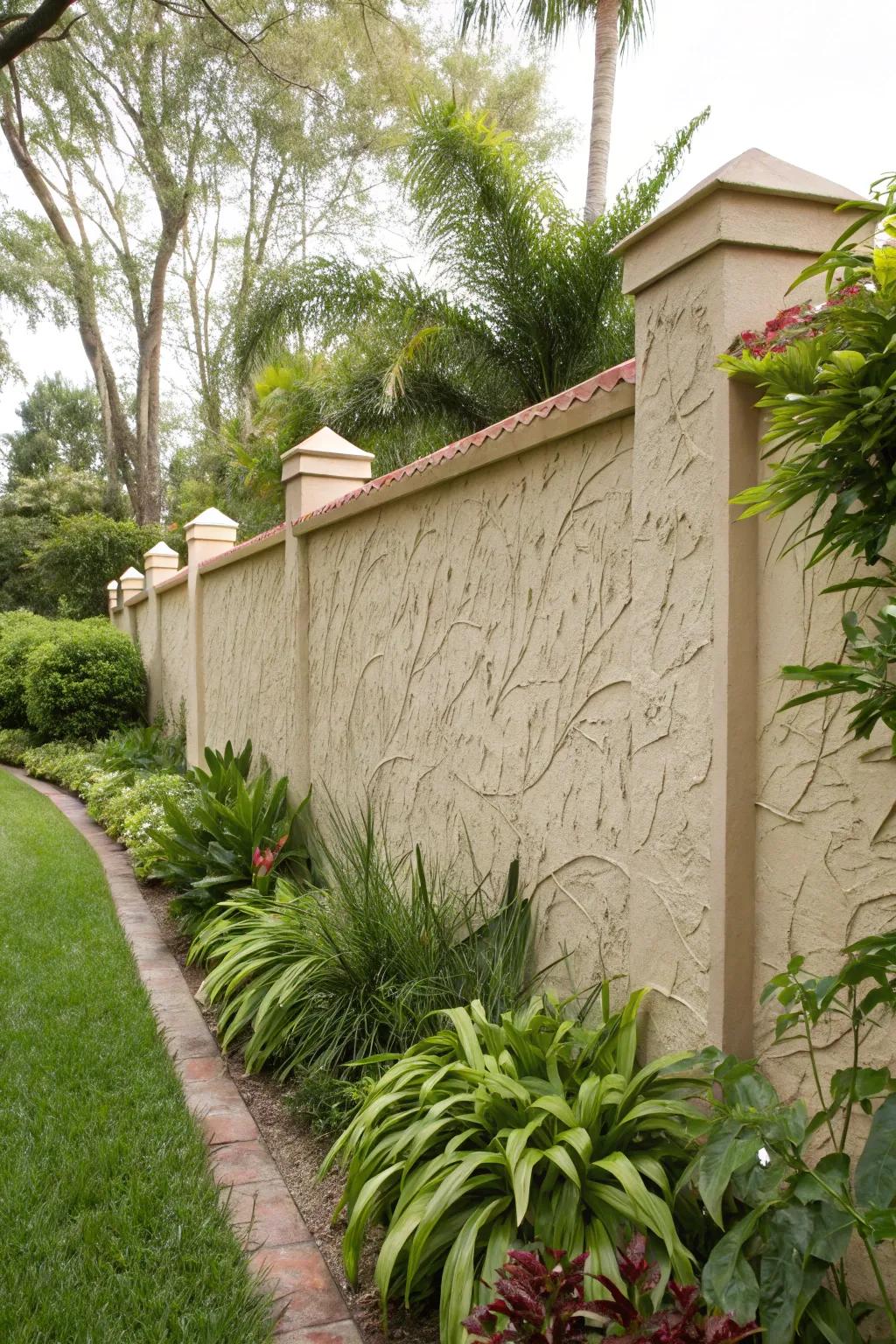 Textured walls add depth and interest to your garden.