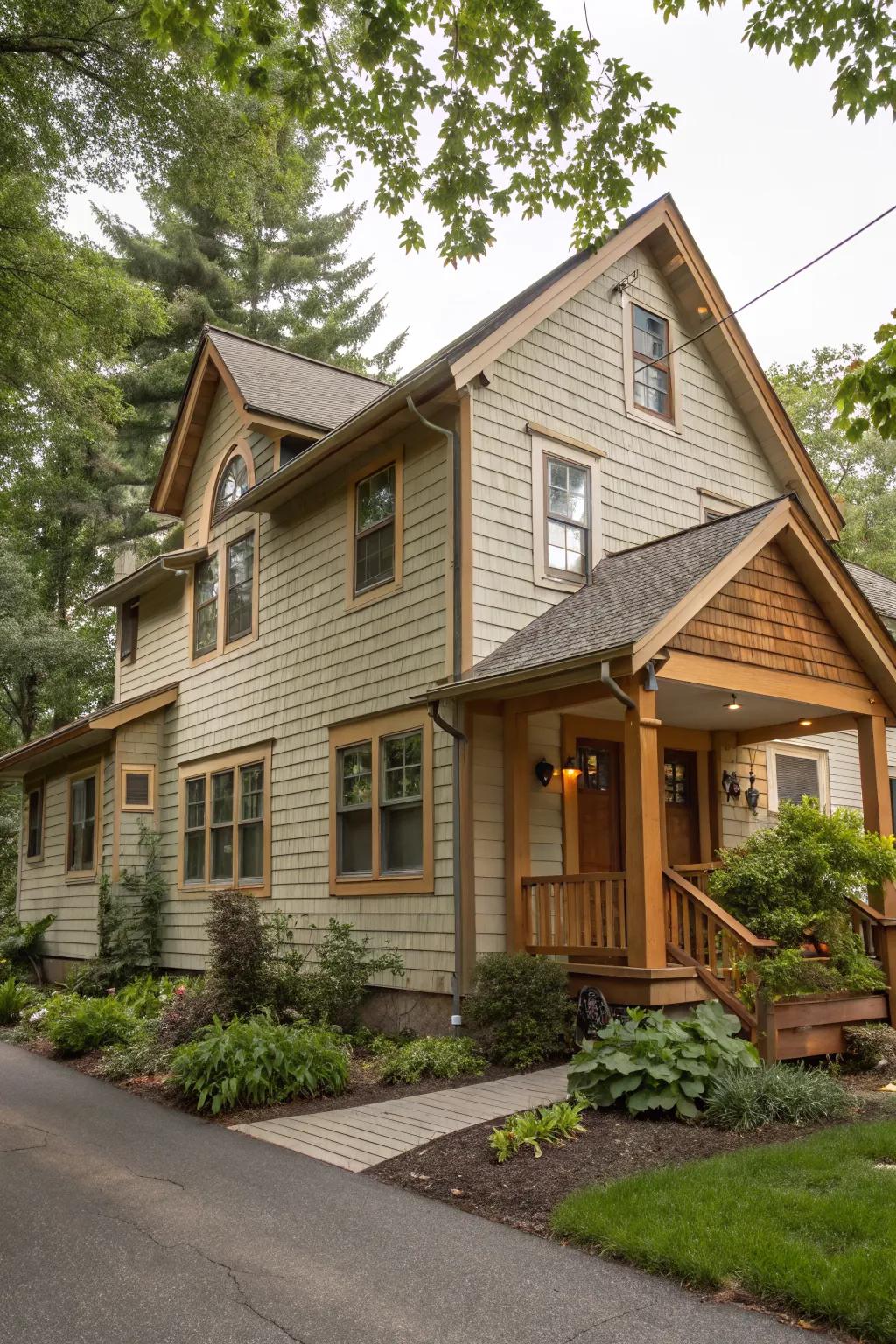 Natural wood trim adds warmth and timeless charm.