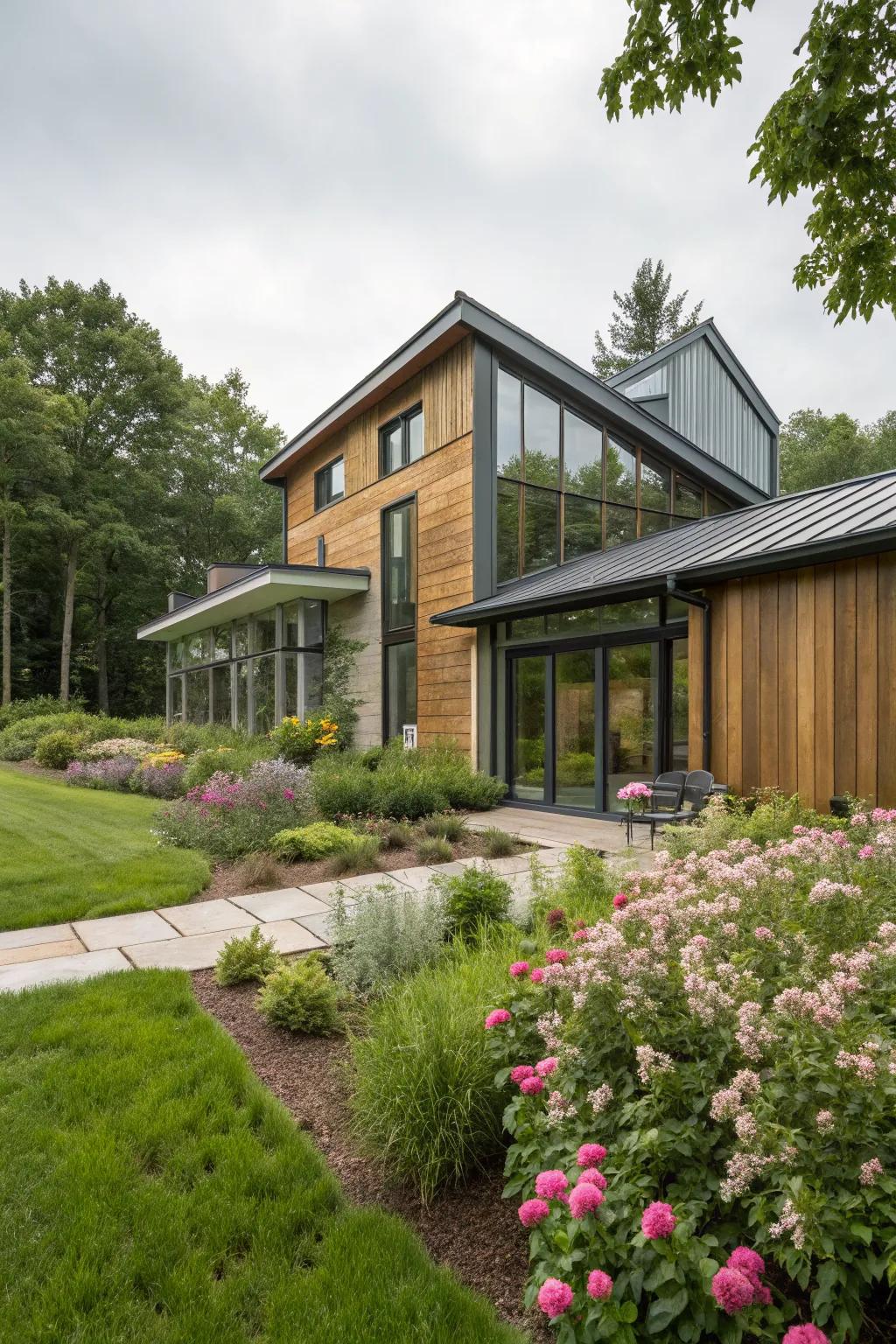 Modern home with mixed materials
