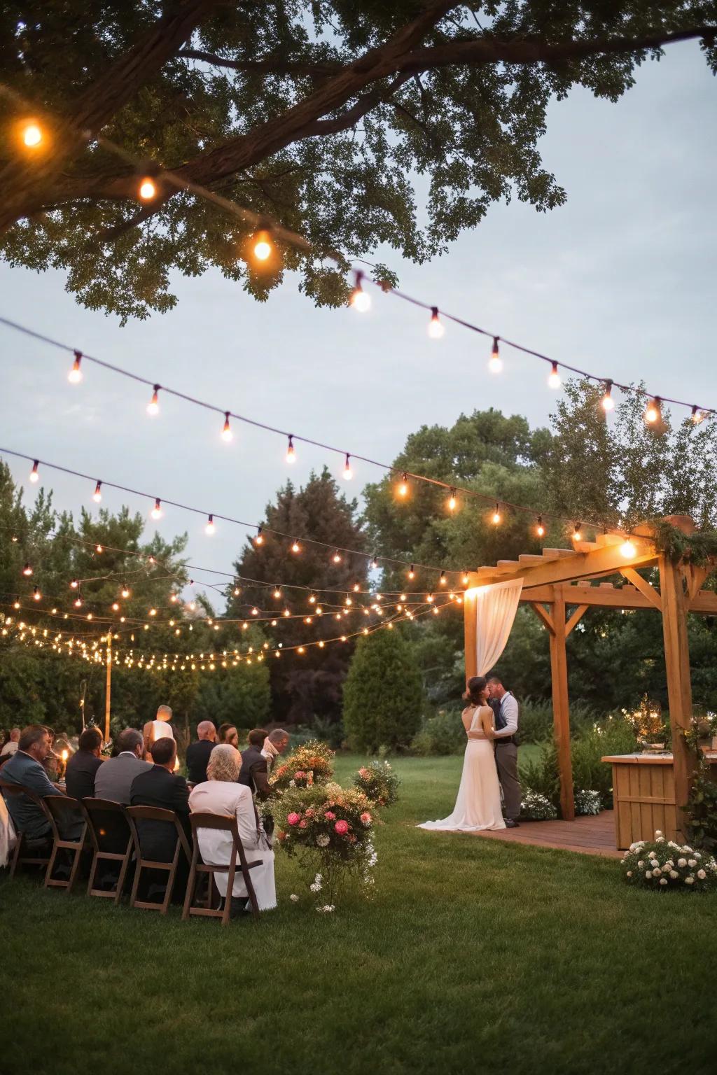 String lights add a magical glow to your evening celebration.