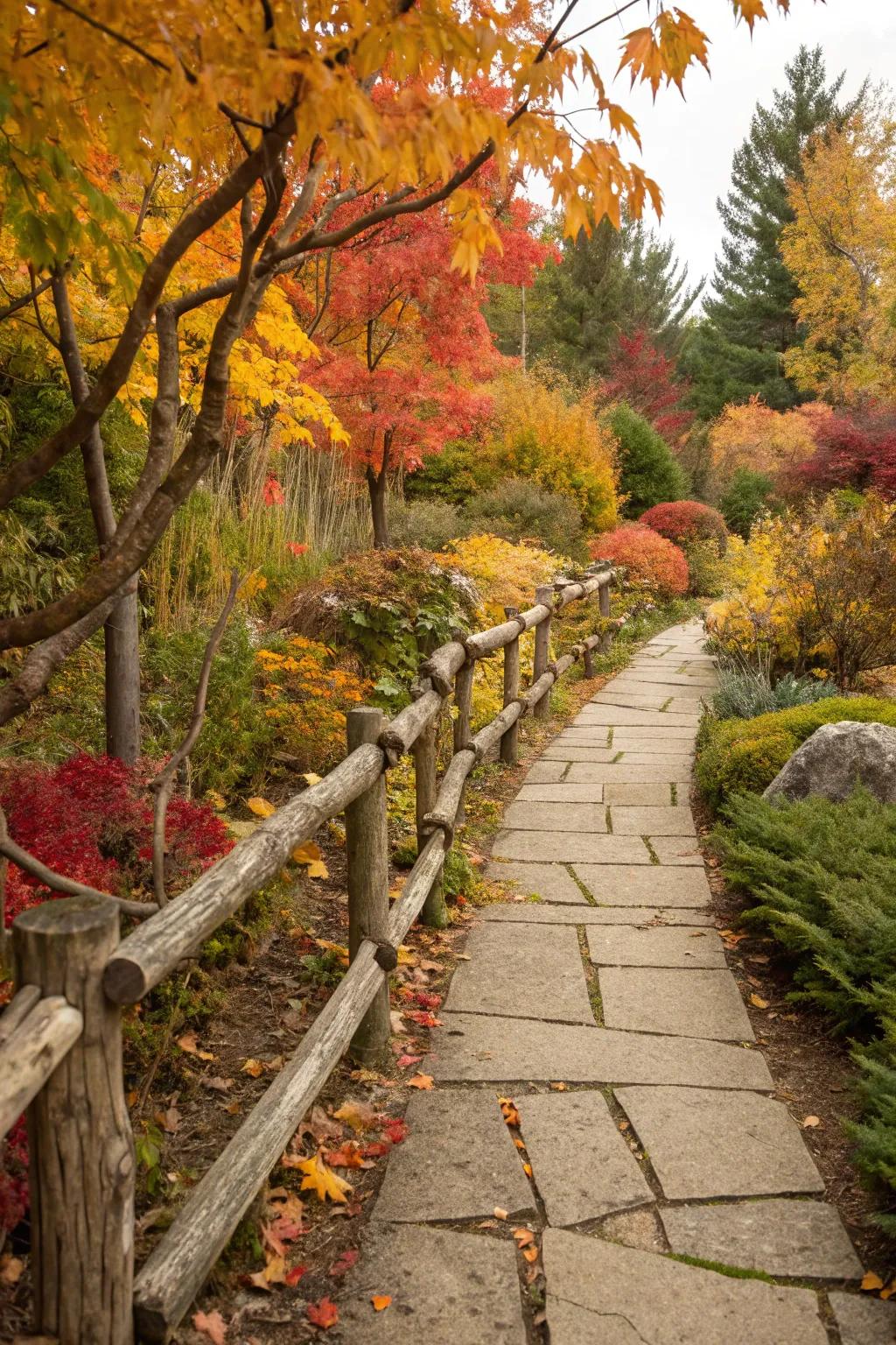 Rustic wood accents add a touch of rustic charm to any garden.