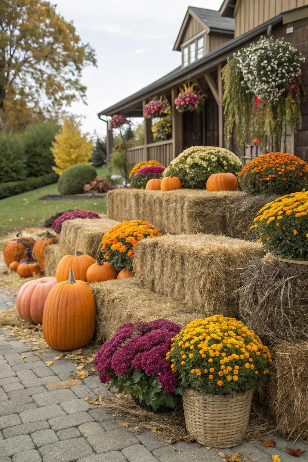 Hay bales offer texture and height to your fall displays.