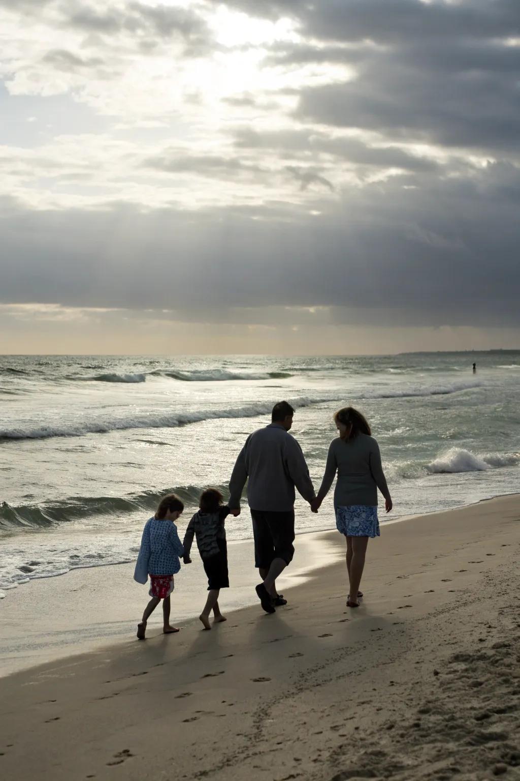 Family fun at the beach, capturing carefree moments by the sea.