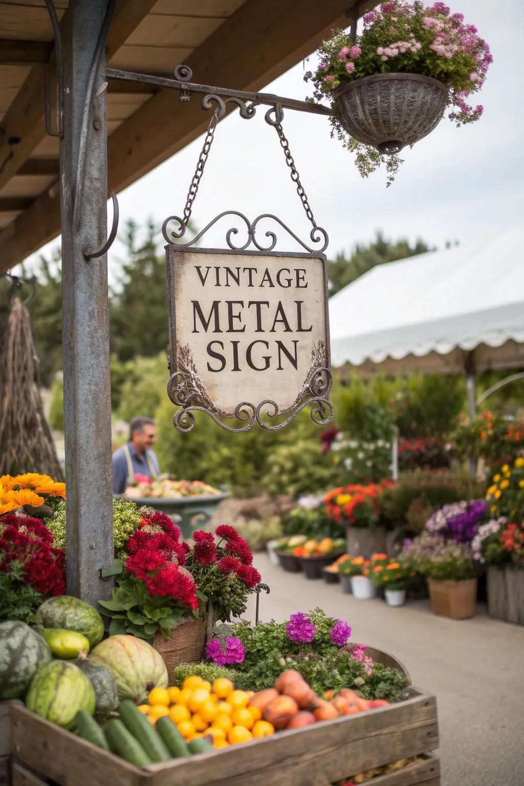 A vintage sign adds nostalgic charm to the display.