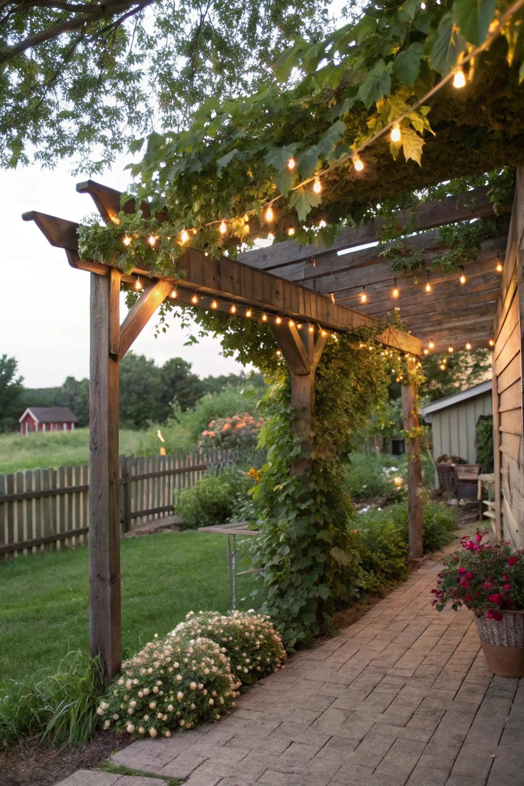 Create an enchanting atmosphere with a pergola and lights