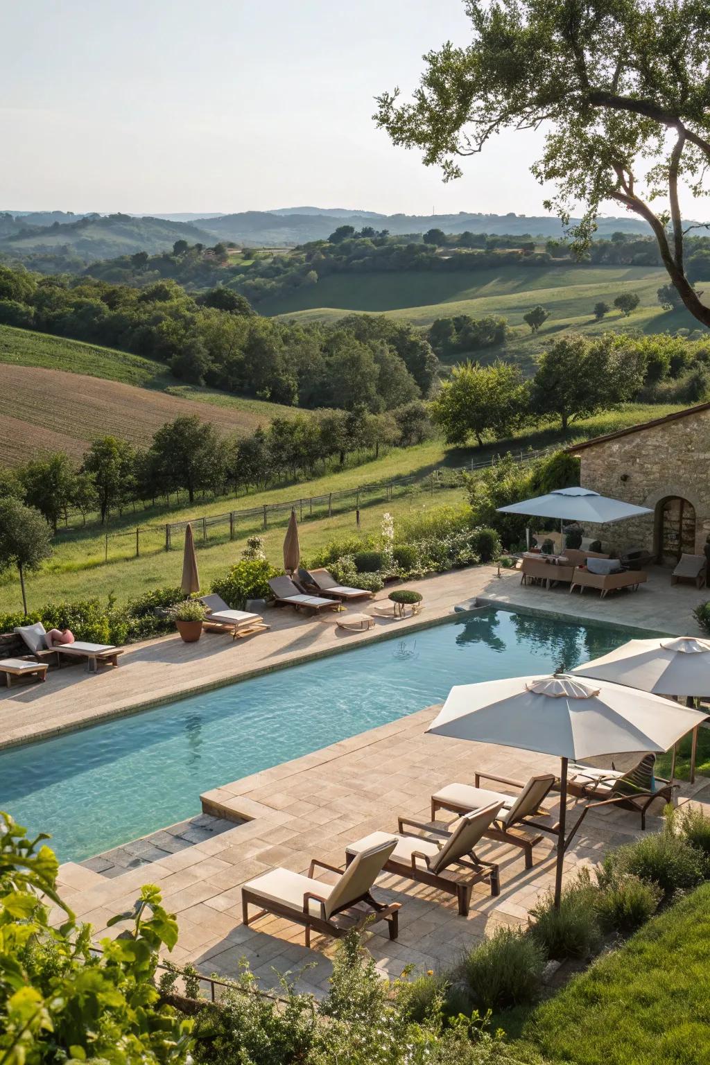 A spacious pool area invites relaxation and social gatherings.