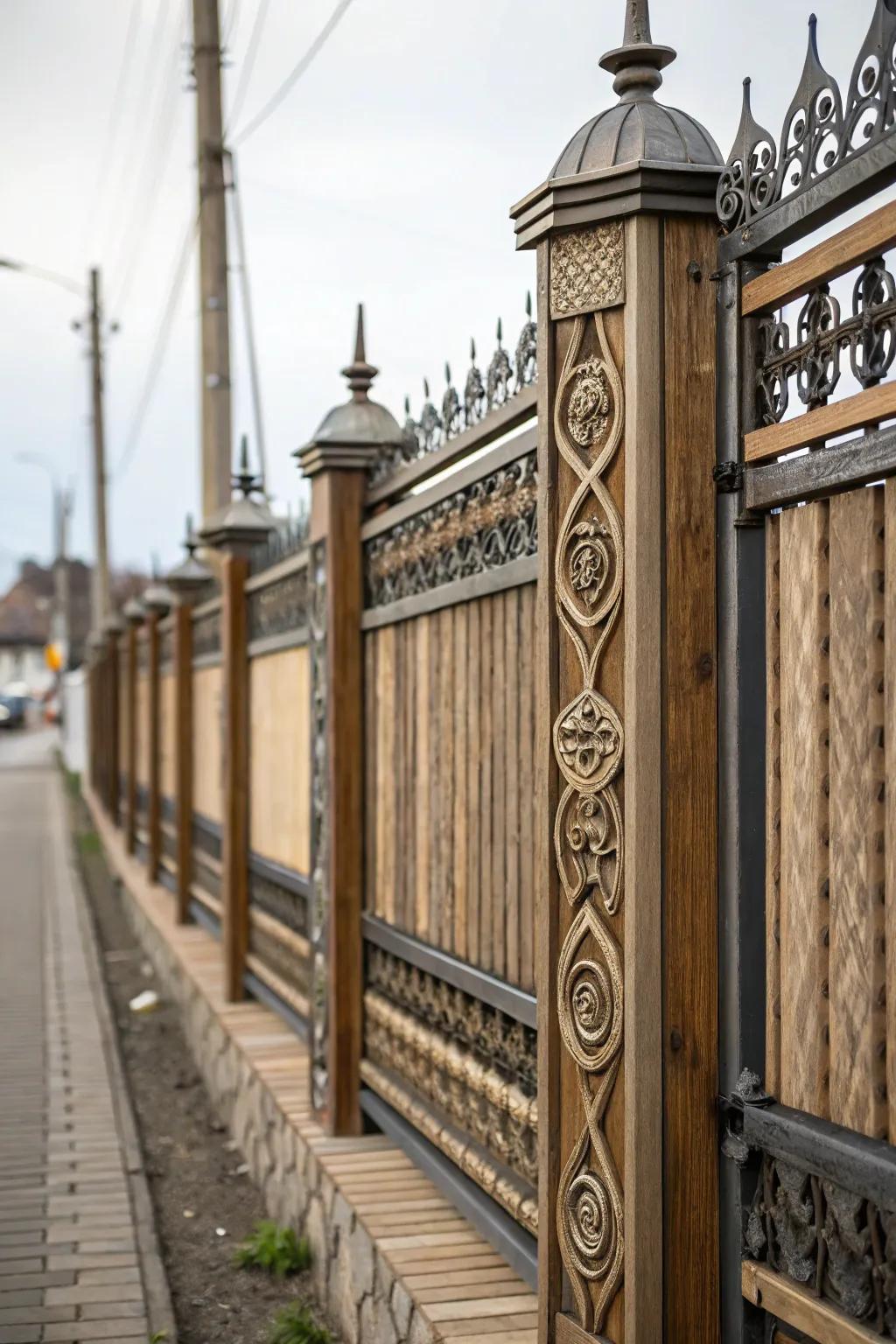 Decorative panels adding an elegant touch to a garden fence.