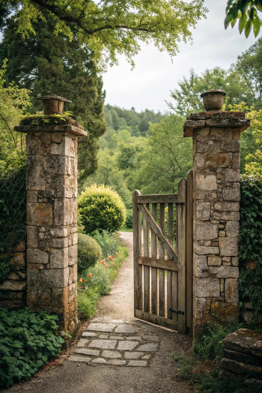 Stone pillars can add timeless appeal to your fence entryway.