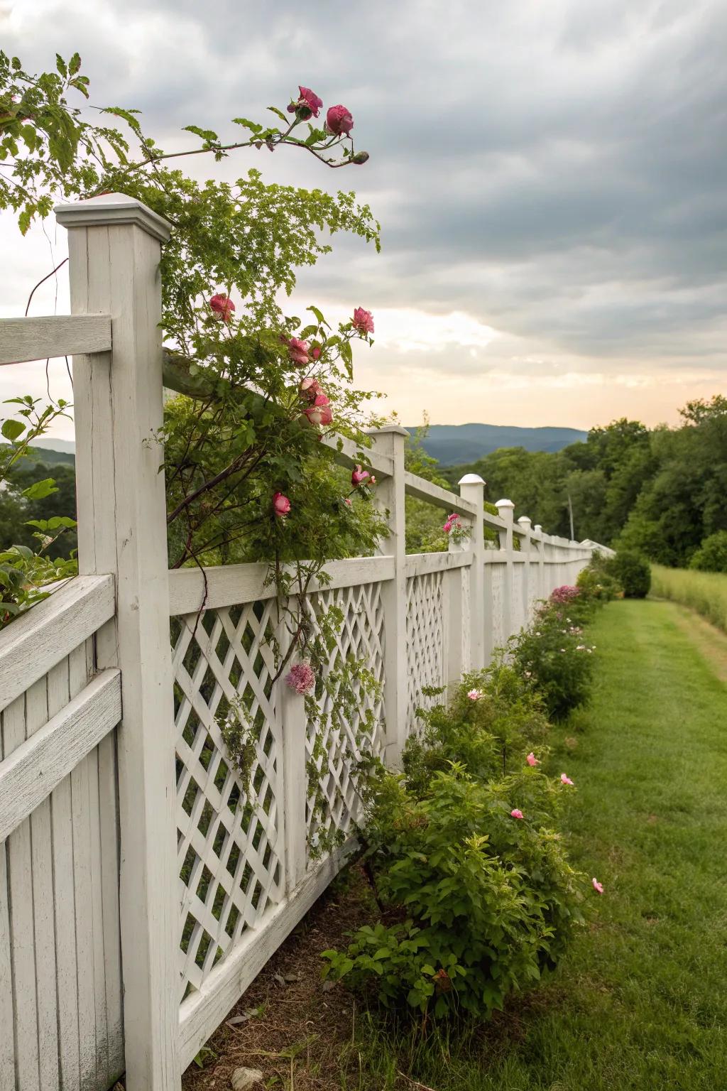 Lattice adds elegance and supports beautiful climbing plants.