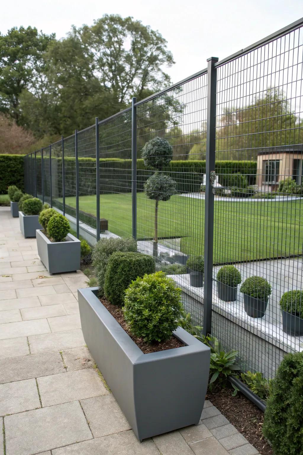 Metal mesh adds modern elegance and durability.
