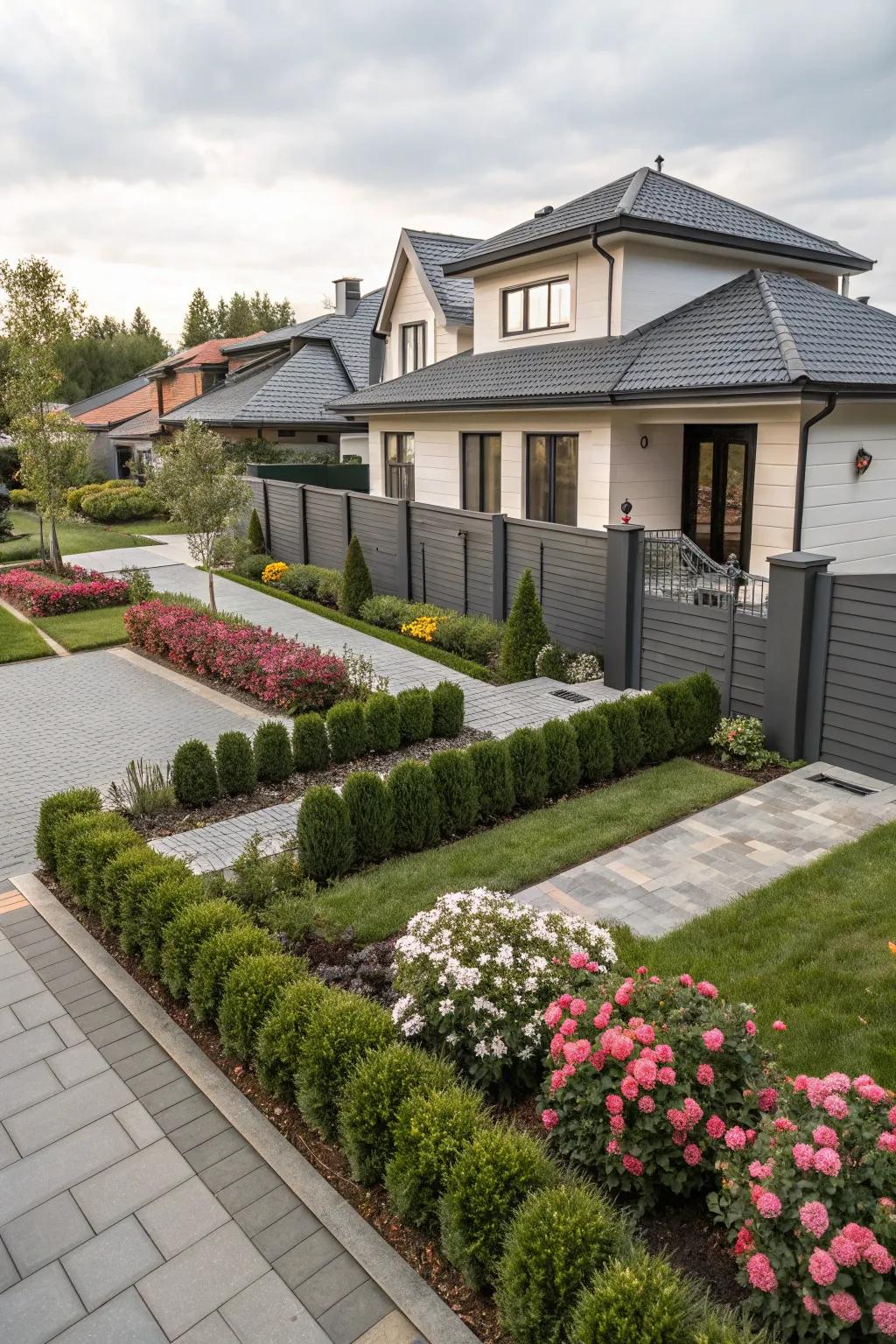 Composite or metal fences offer durability with style.