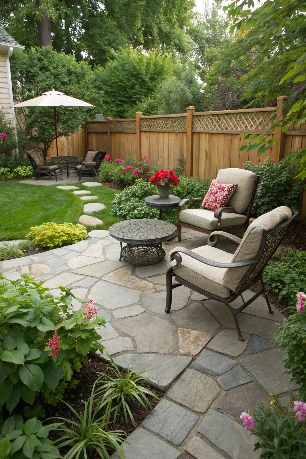 Fieldstone patios create inviting outdoor spaces for relaxation.