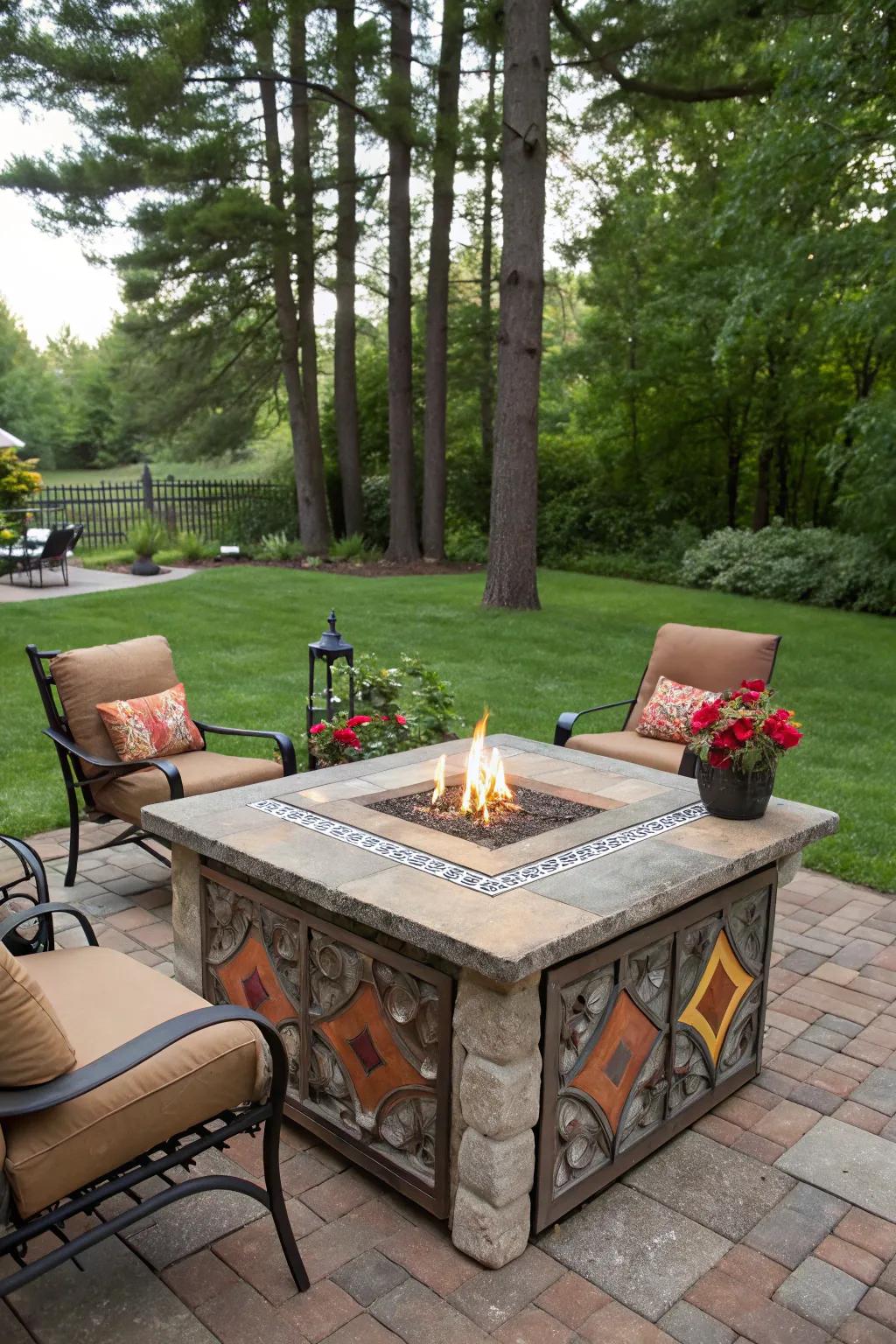 A custom DIY fire table that showcases personal style and creativity.