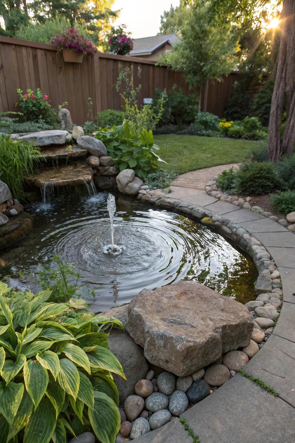 Water features enhance the peaceful ambiance of your backyard.