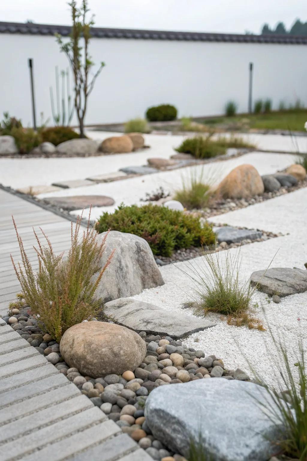 A minimalist rock garden that’s easy to maintain.