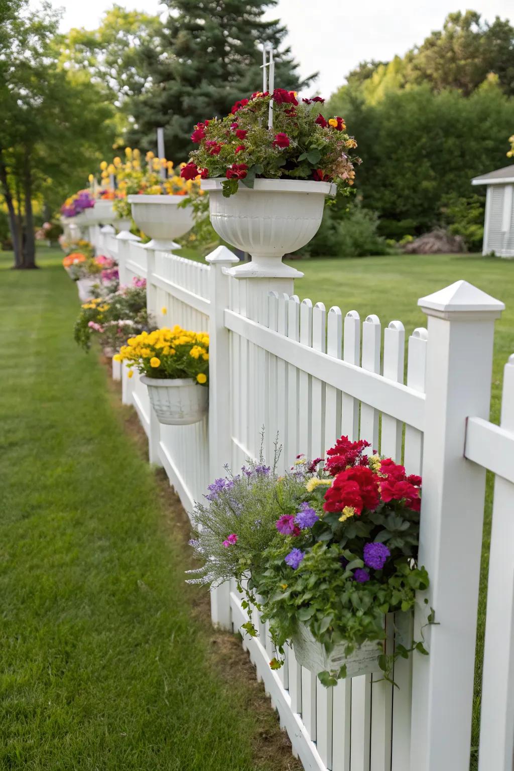 Vertical gardening with fence planters.