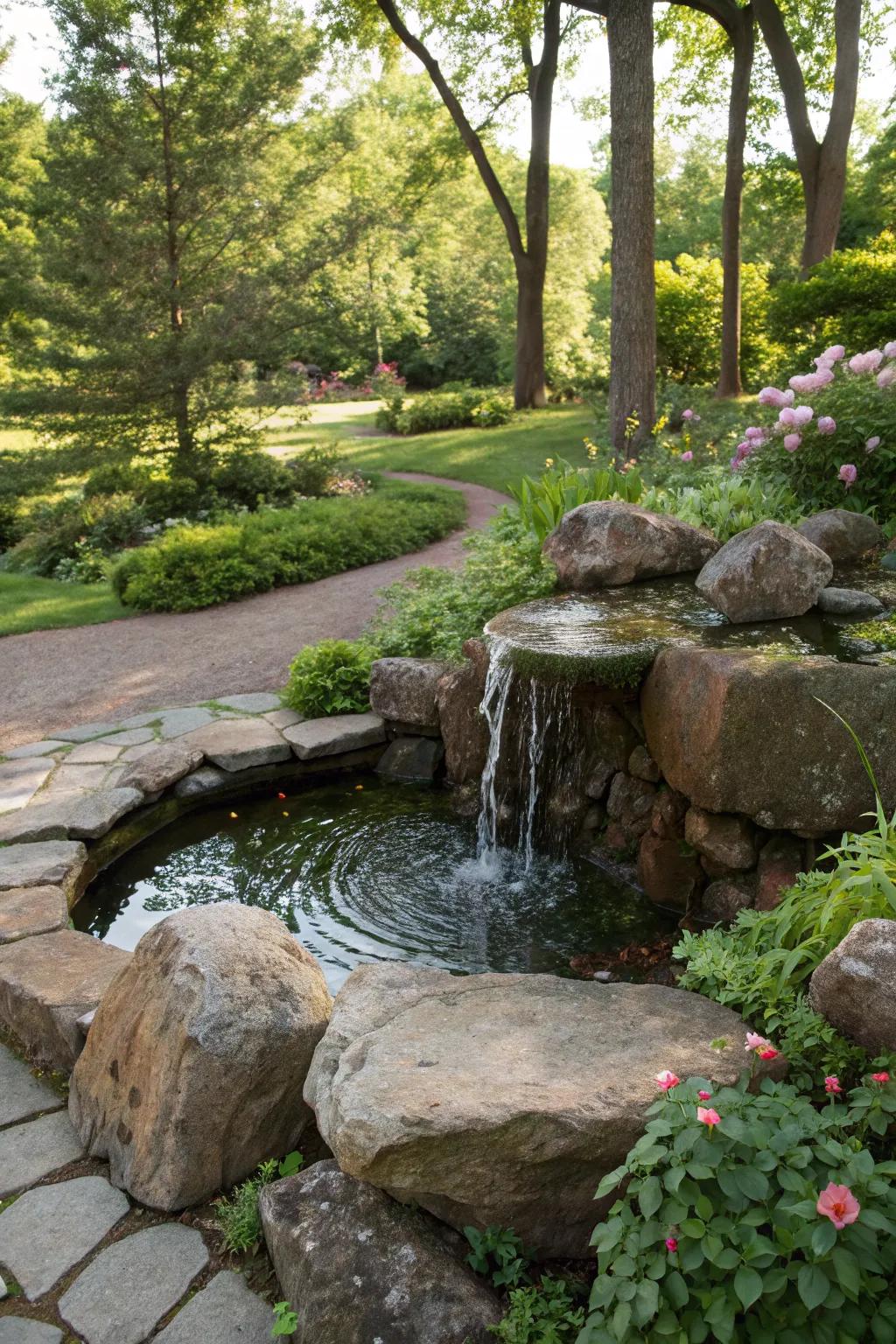 Natural rock surrounds give your fountain an organic, earthy appeal.