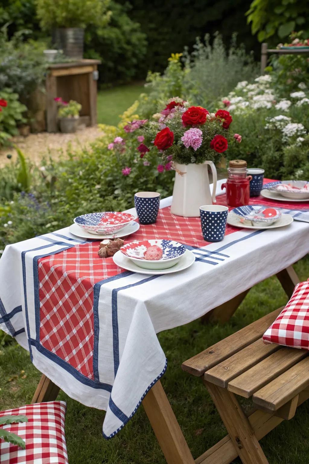 Set a festive Fourth of July picnic table.
