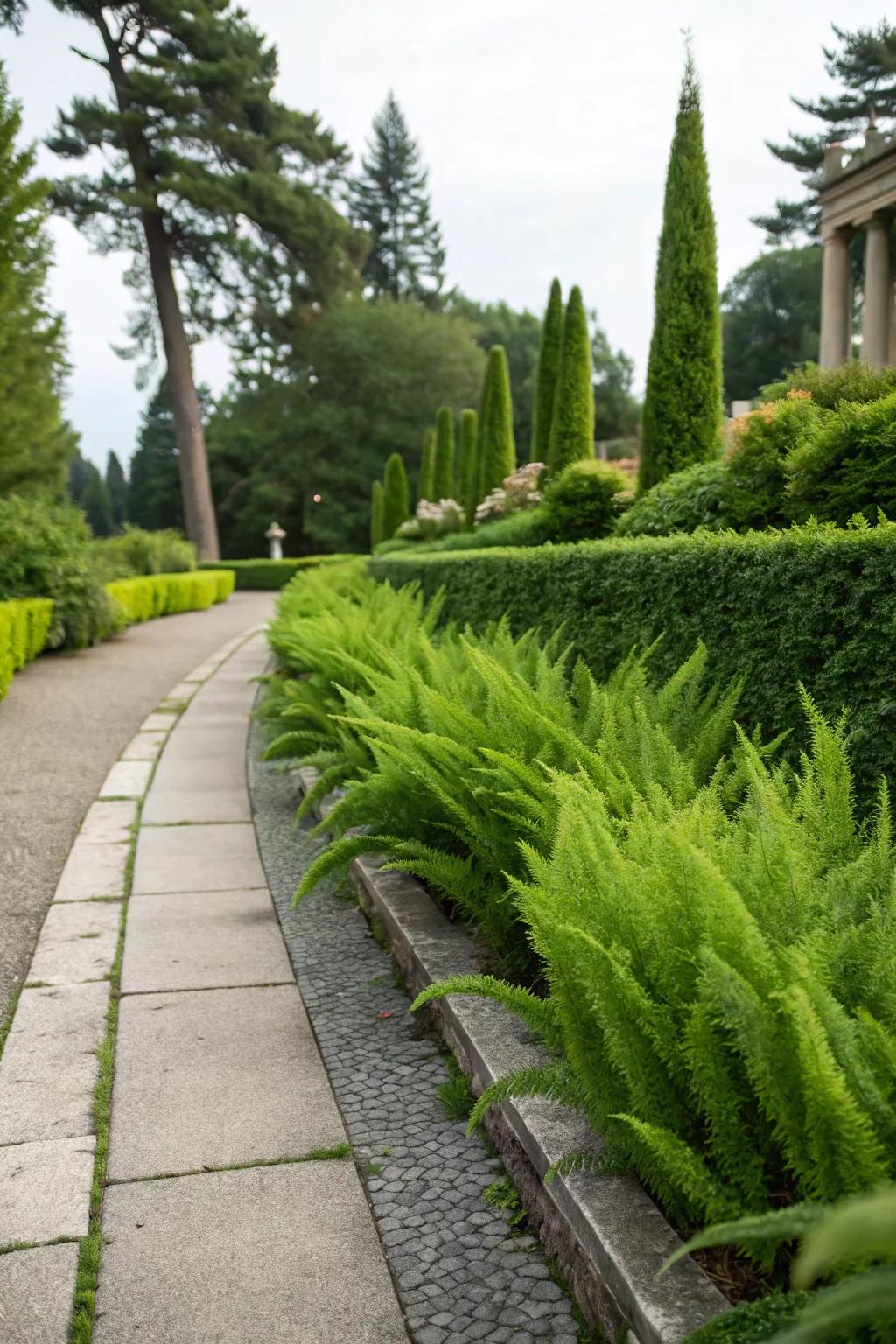 Guide guests through your garden with enchanting foxtail fern borders.