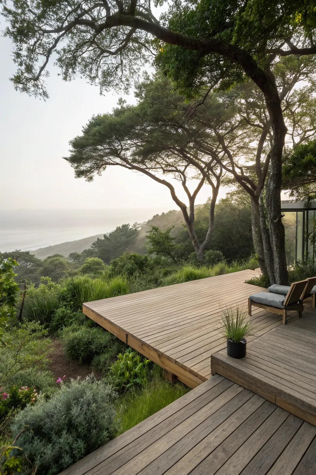 Blend your deck with nature for a harmonious outdoor space.