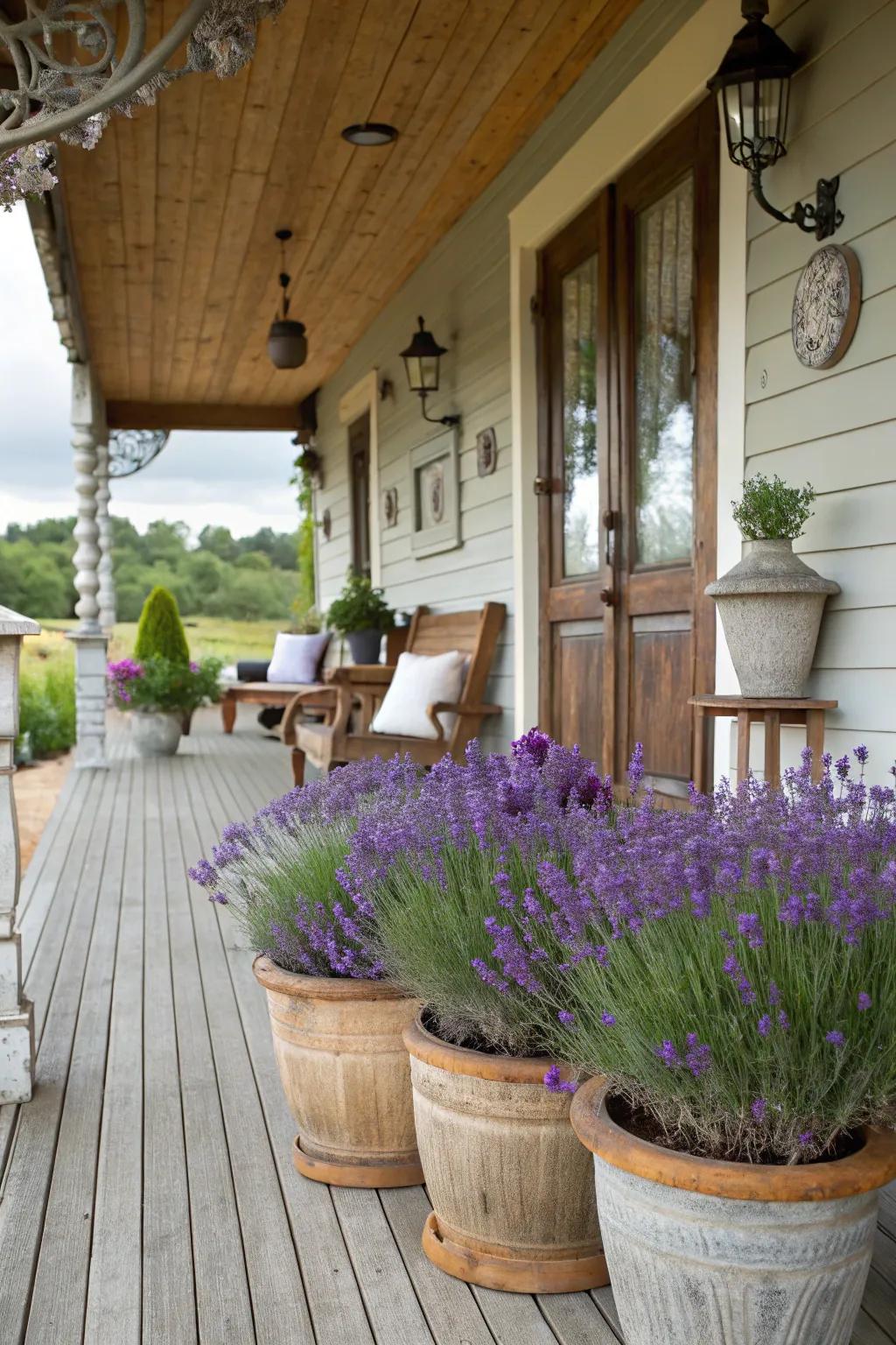 Potted lavender brings the scent of Provence to your porch.