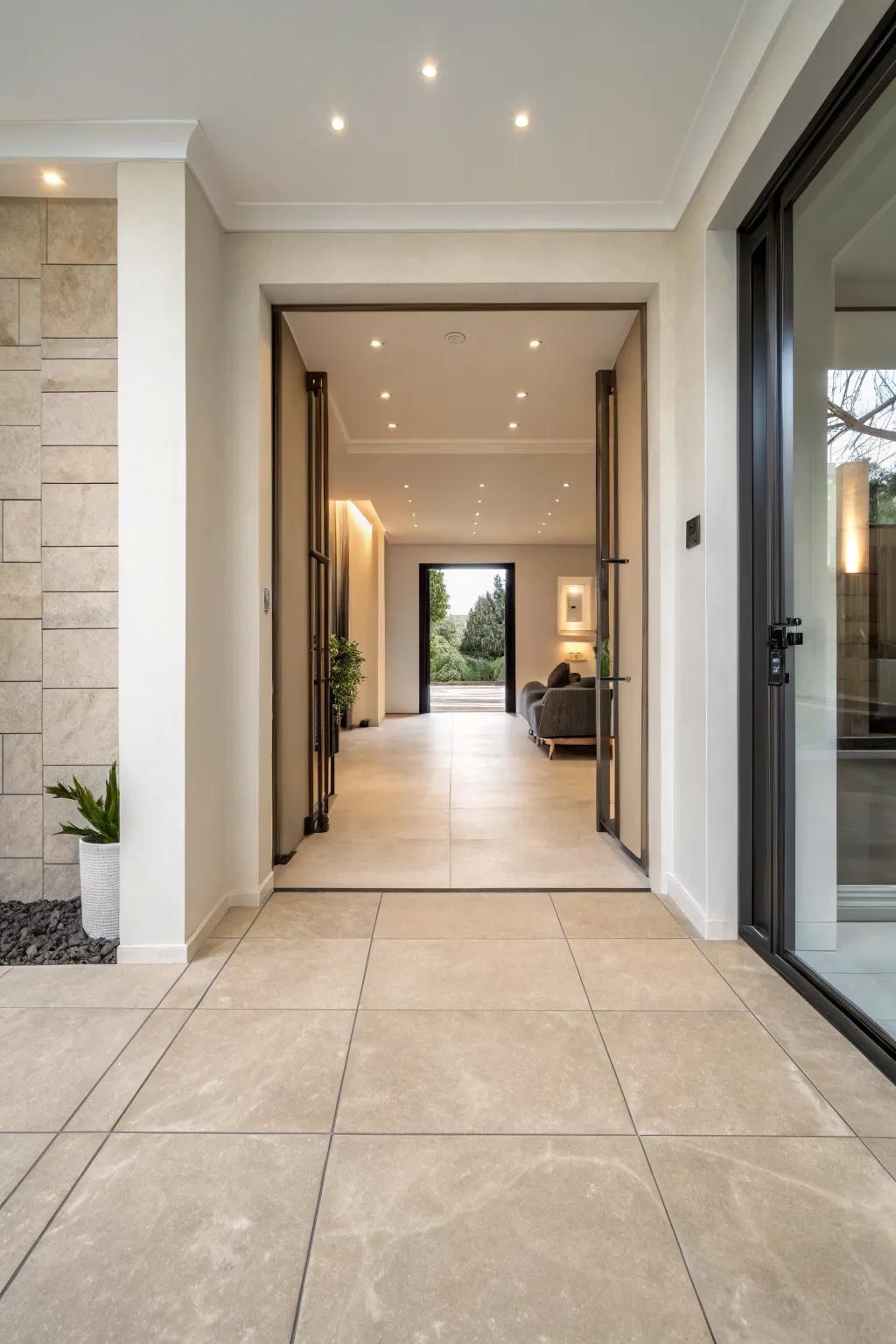 Achieve a modern look with minimalist, neutral-toned tiles