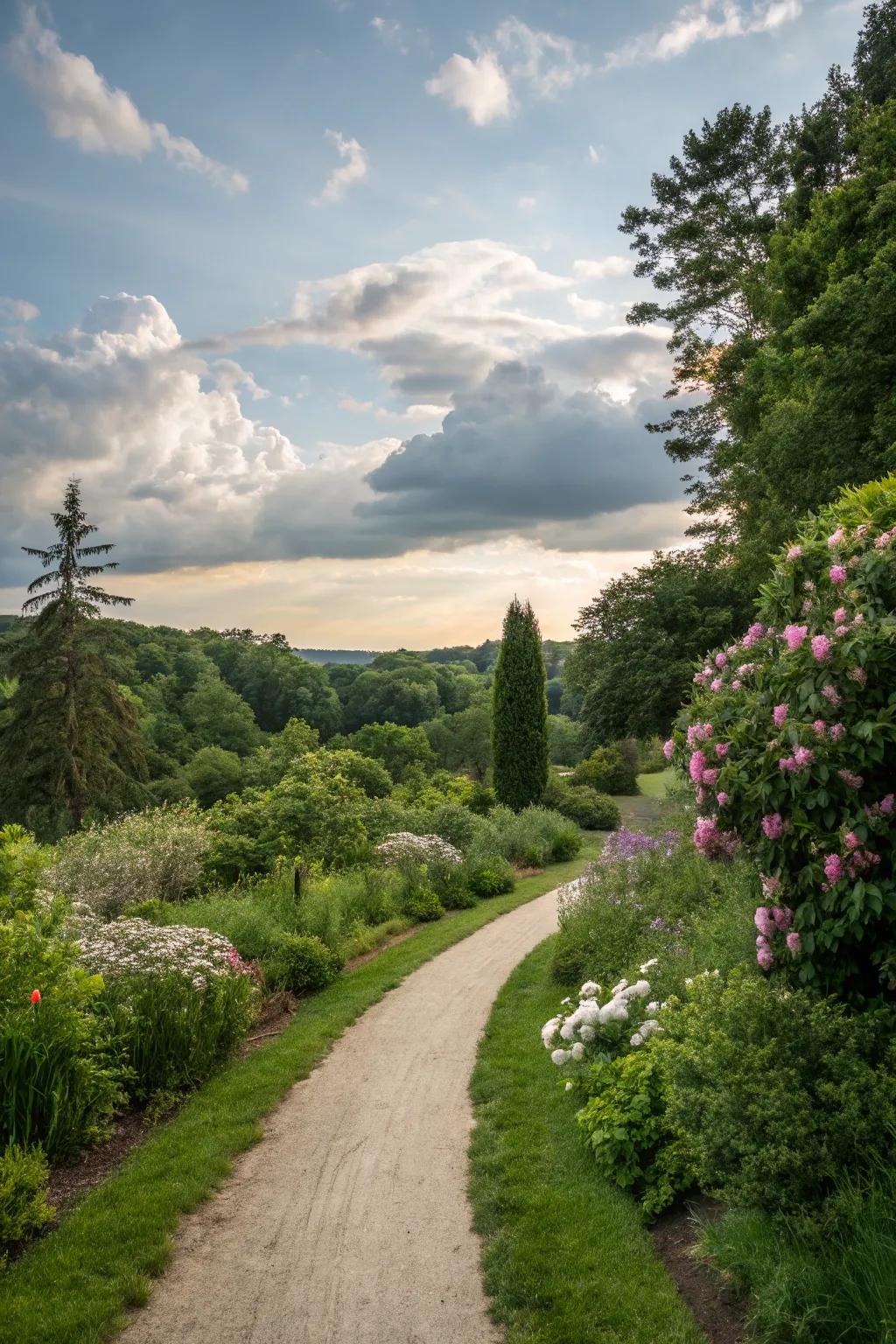 A meandering path creating a sense of exploration through the garden.