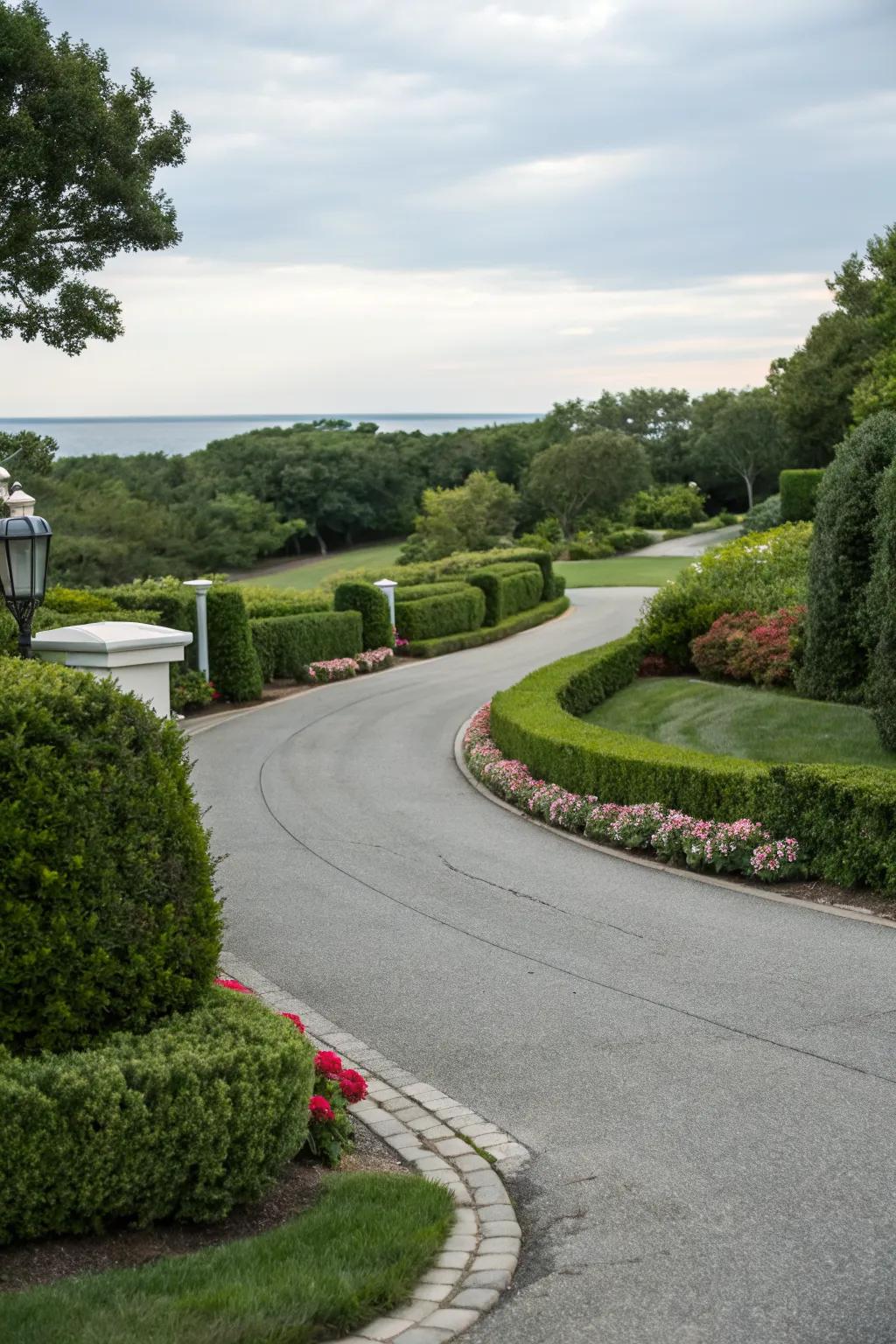 A driveway with soft curves for an inviting entrance.