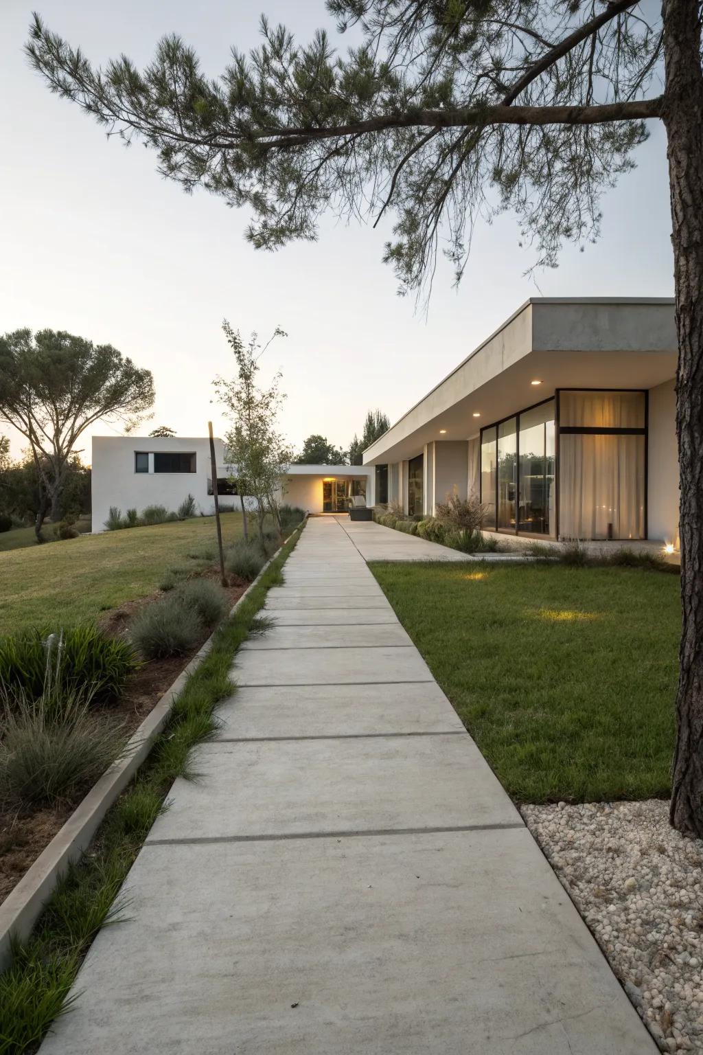 Modern concrete pathway offering sleek simplicity.