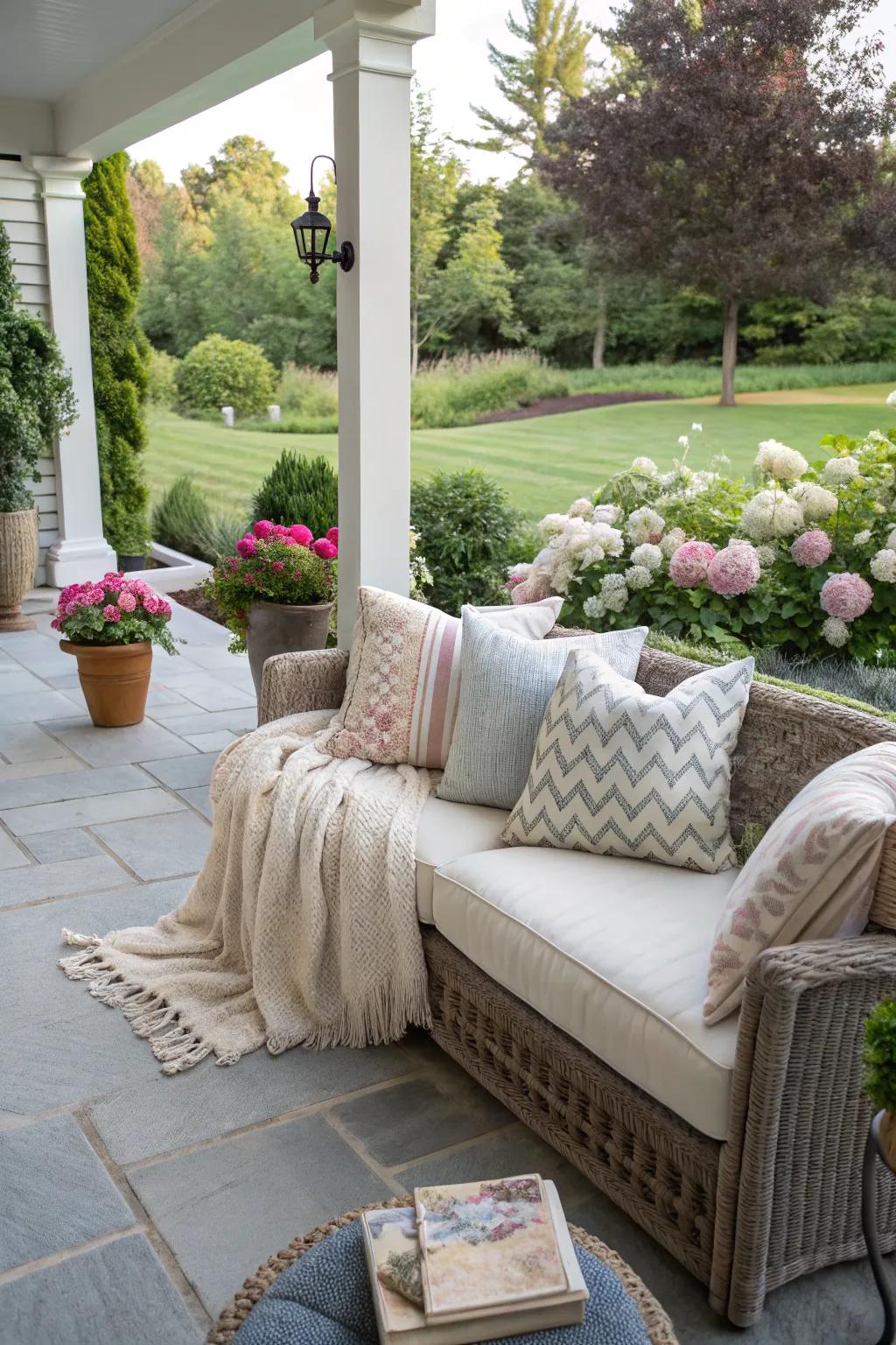 Create a comfortable seating area for ultimate relaxation on your patio.