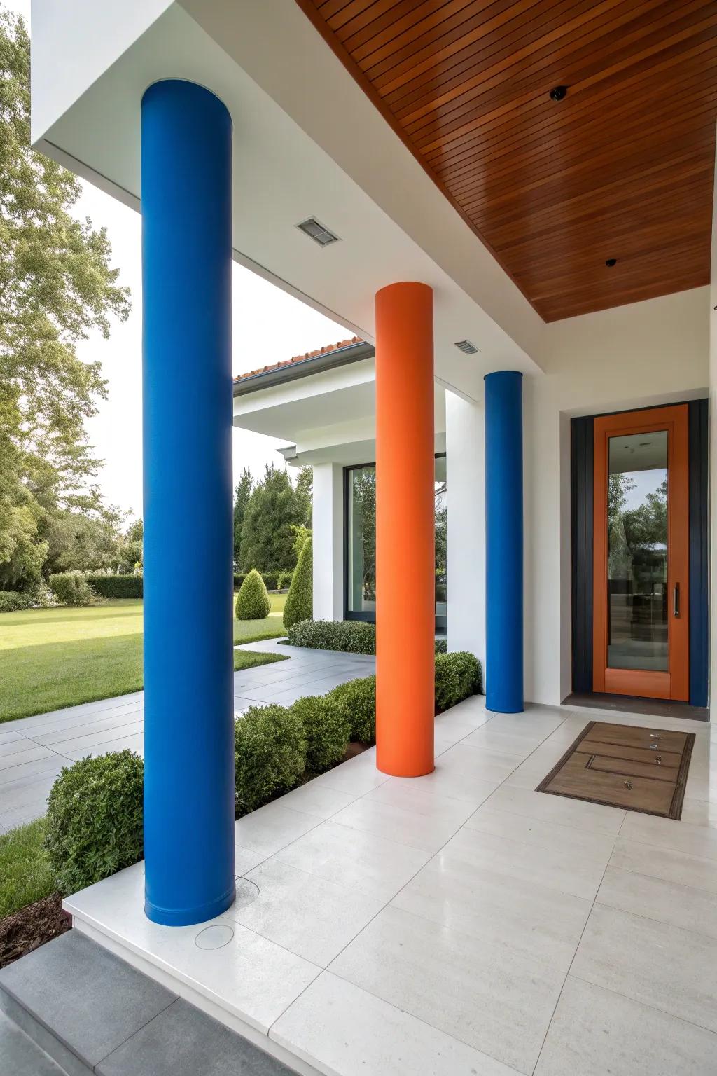 Painted pillars can refresh your porch with a modern twist.