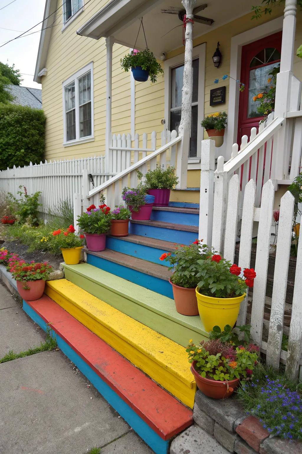 Vibrant steps add character and charm to your entrance.