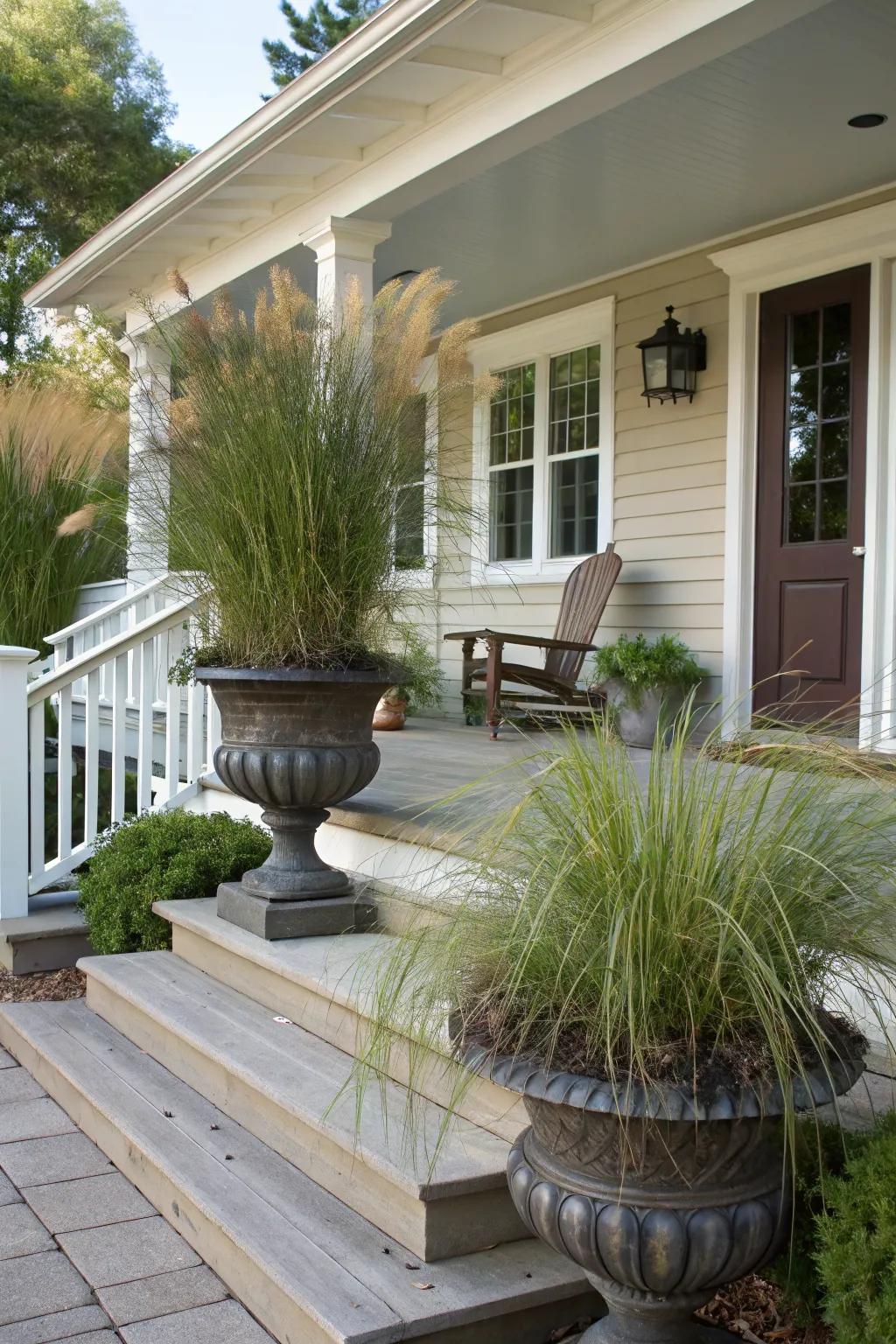 Tall grasses bring a taste of the tropics to your porch.