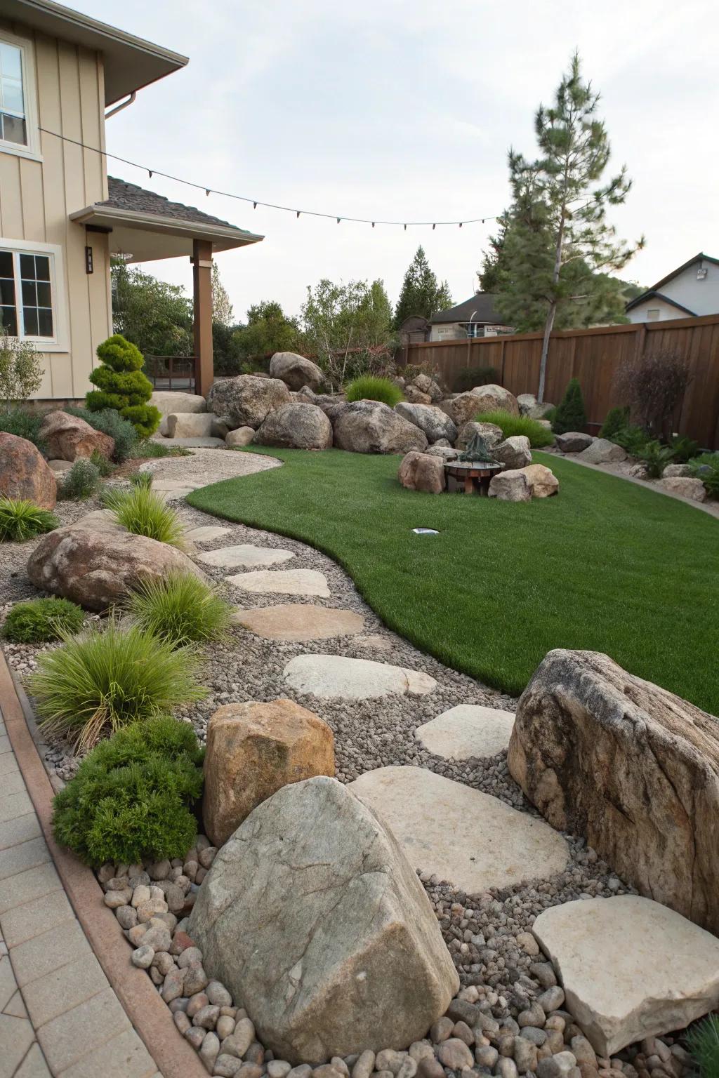 Rock garden featuring a variety of rock sizes and shapes.
