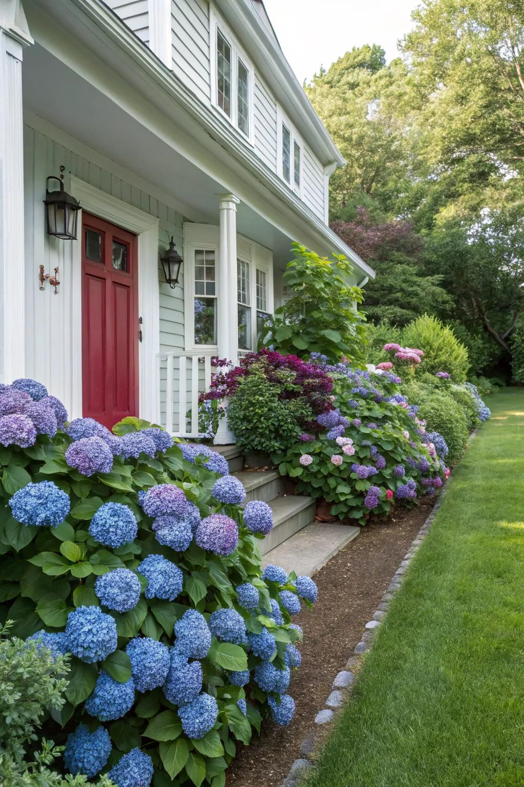 Enhance your home's foundation with hydrangeas.