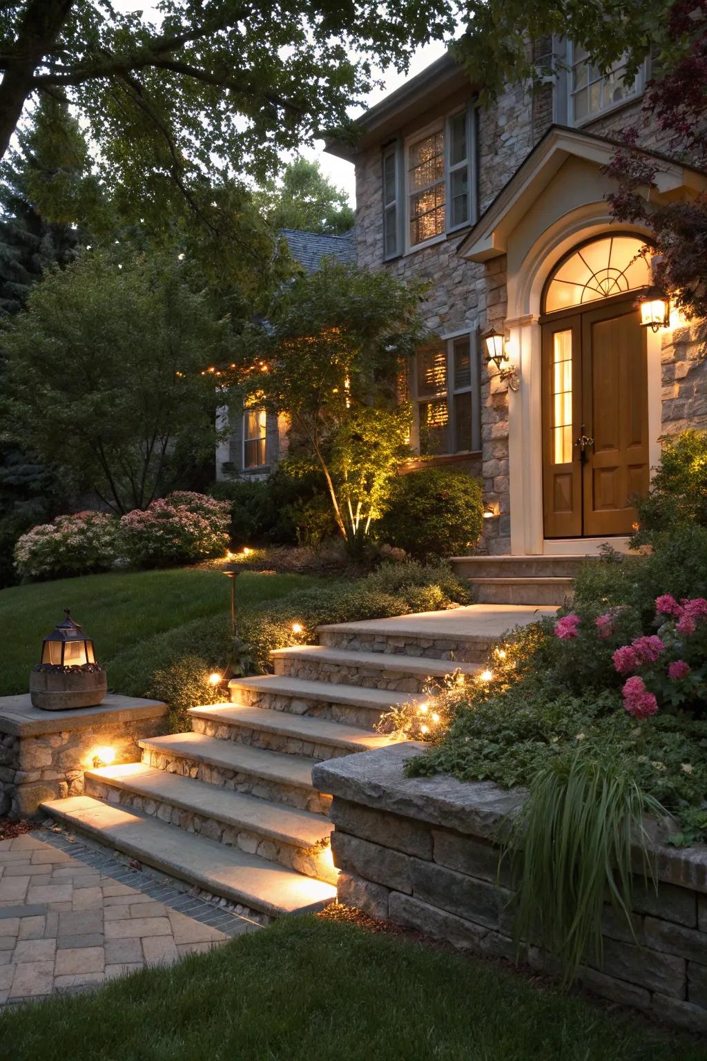 Integrated lighting can transform your steps into a night-time feature.
