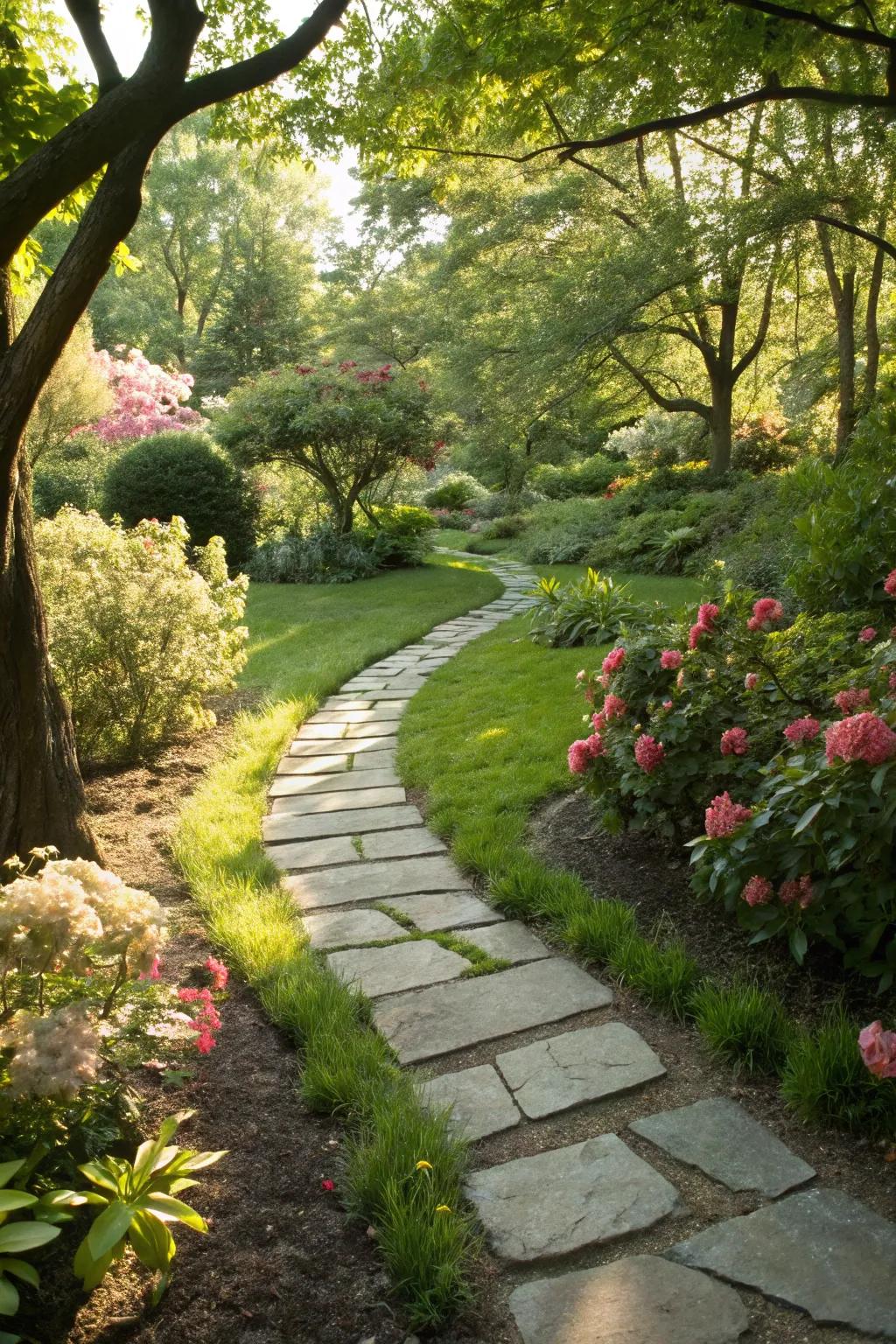 Stone pathways add structure and charm to your front yard.