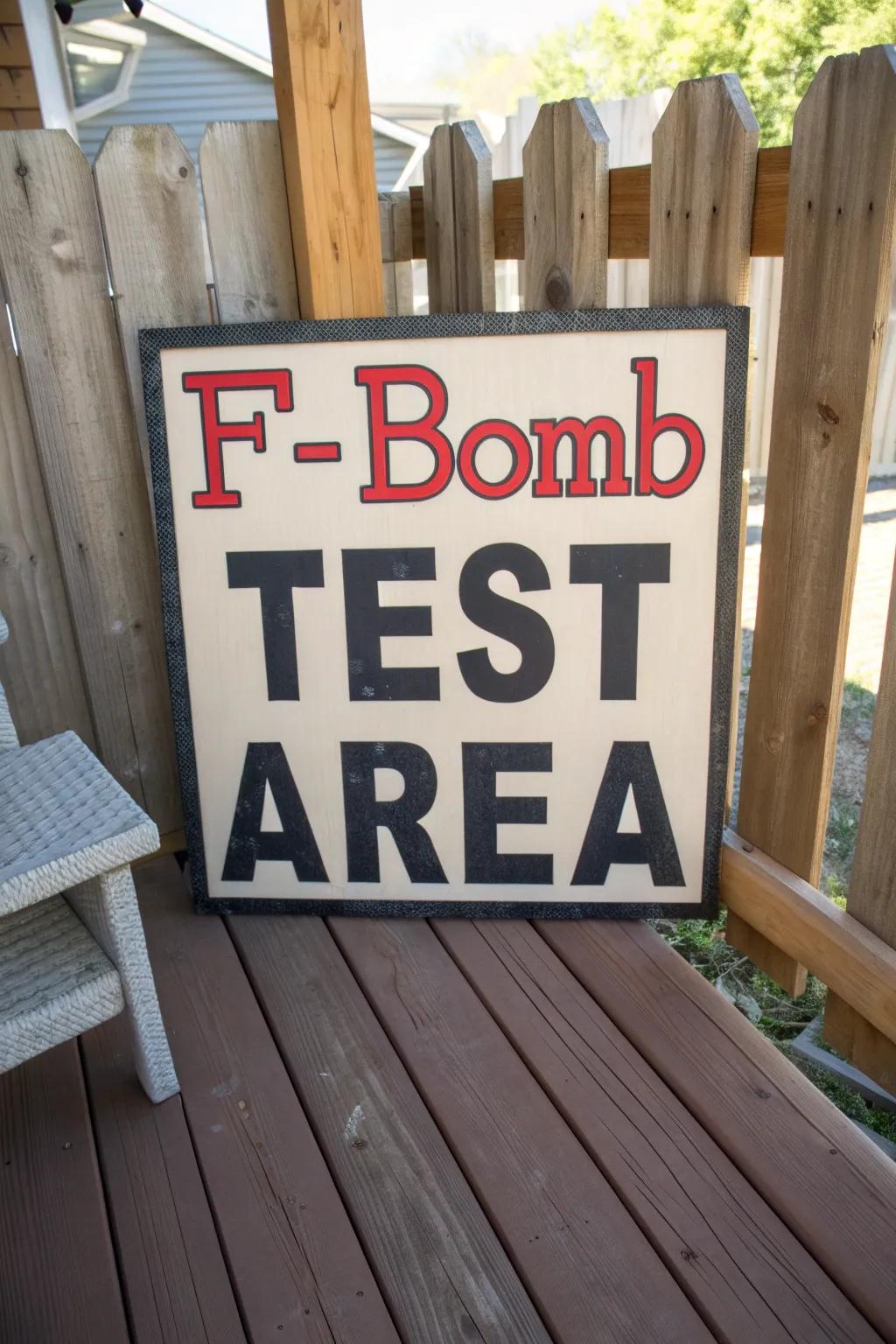 A bold and humorous porch sign for those with a cheeky sense of humor
