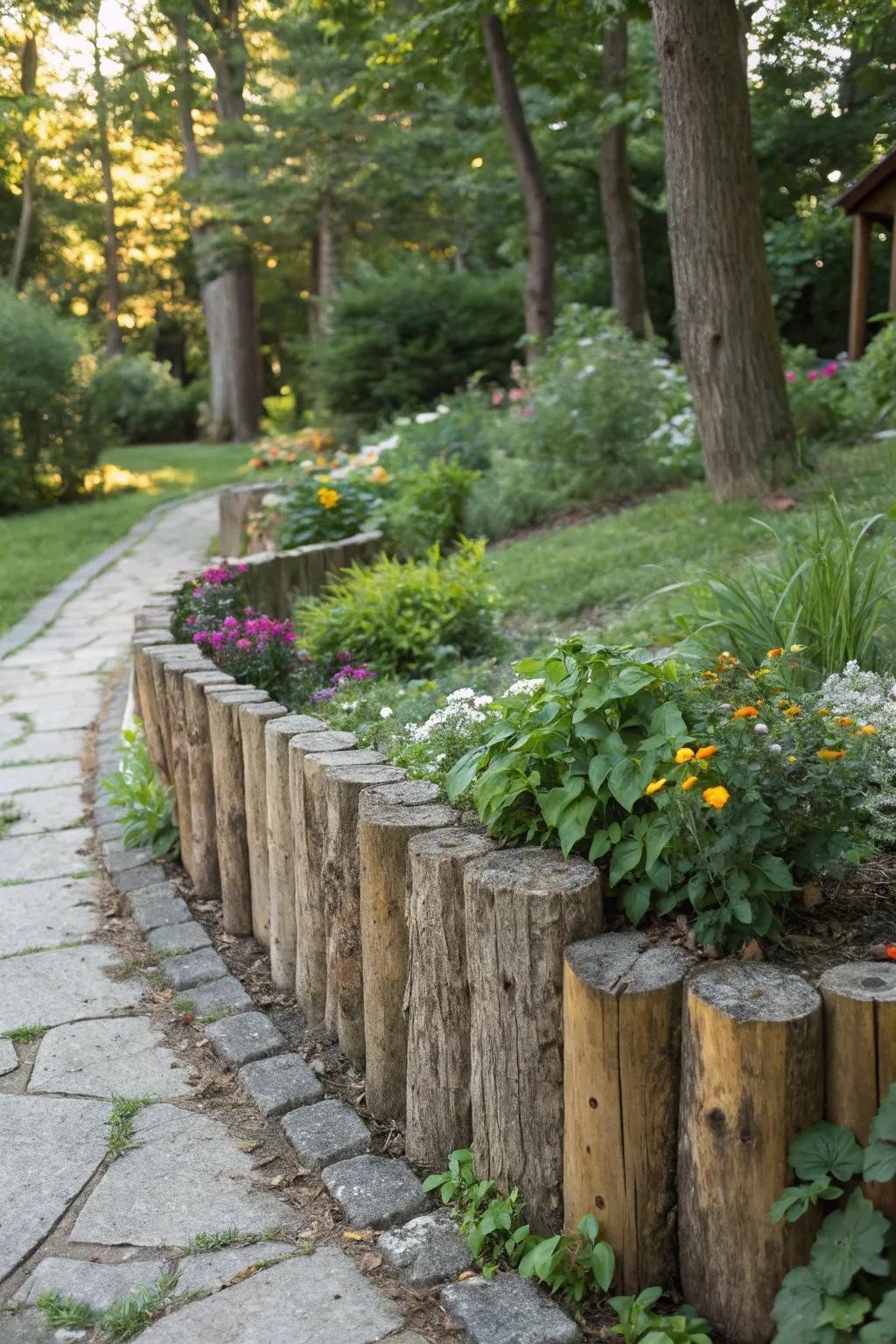 Wooden log borders add rustic charm and a personal touch.