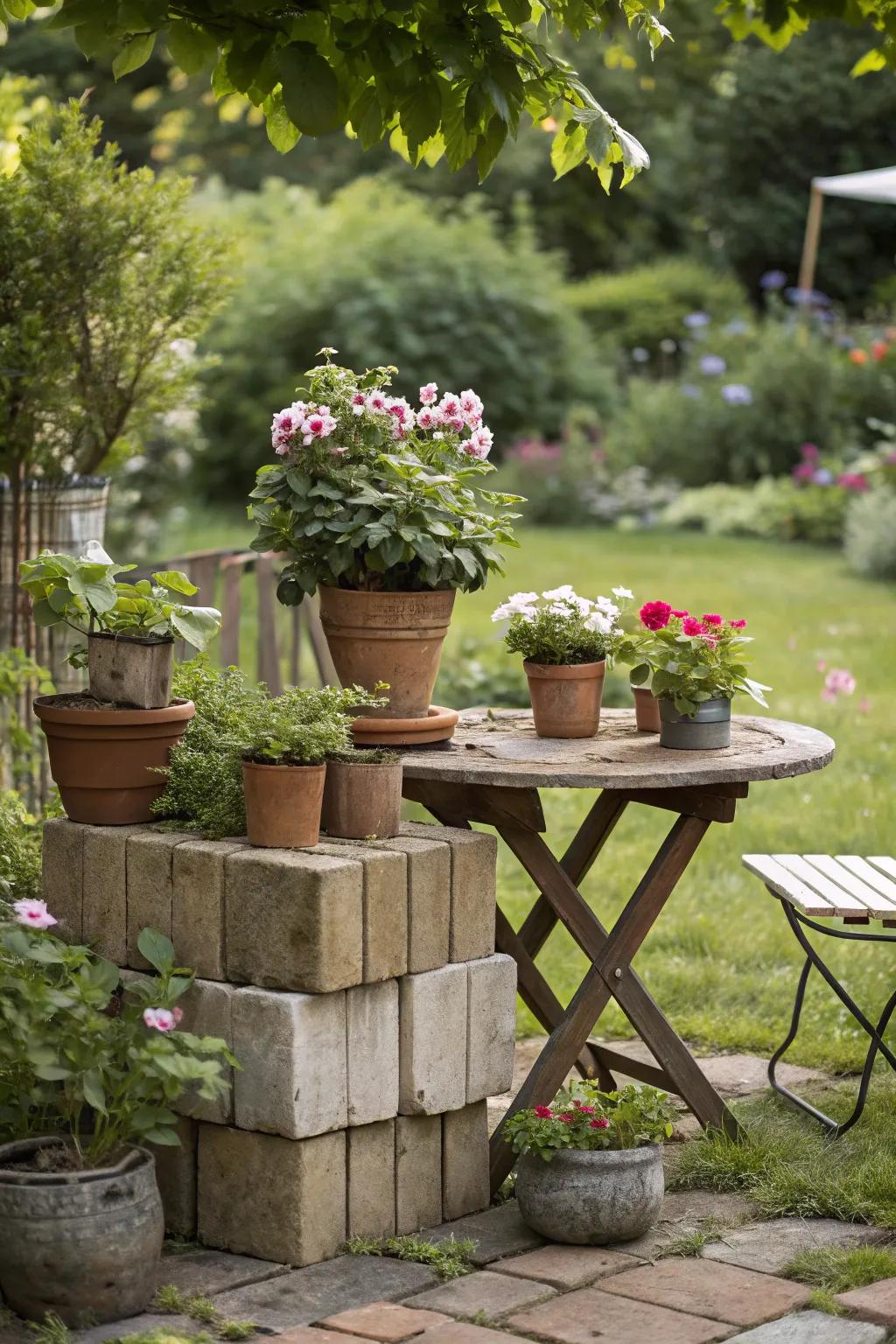 Craft multifunctional furniture using versatile garden blocks.