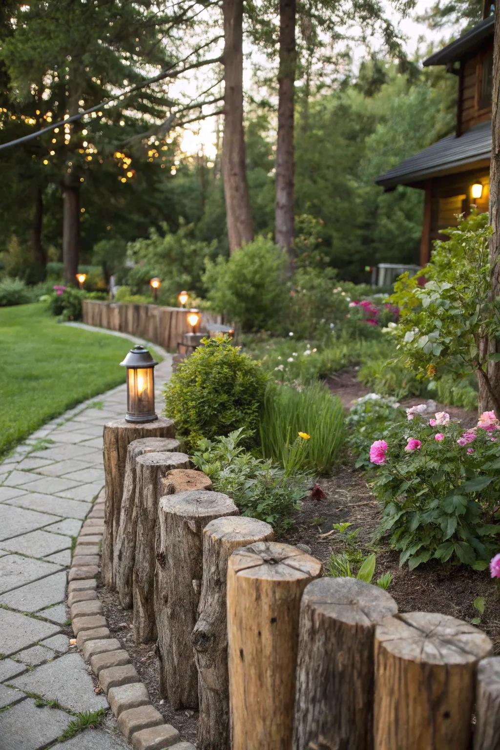 Wooden borders bring rustic charm to your garden.